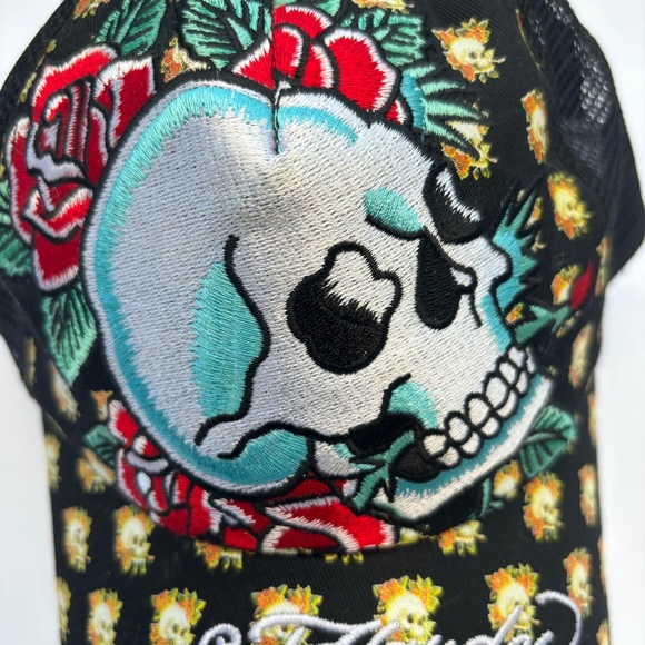 Ed Hardy Embroidered Skull Trucker Cap - Unisex - Picture 3 of 13